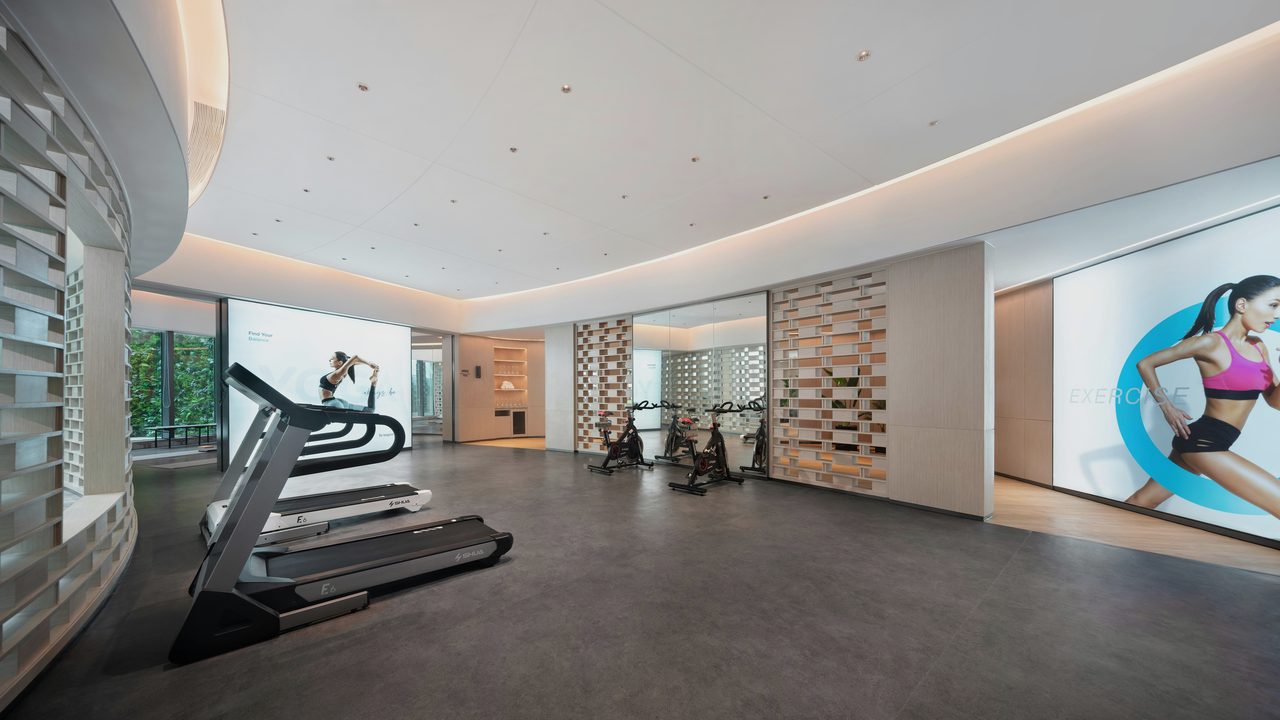 A treadmill in use during a workout